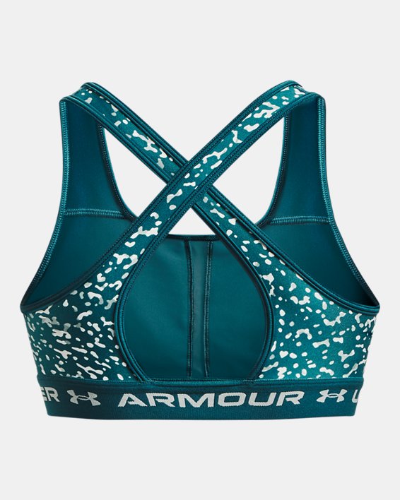 Damen Armour® Mid Crossback Sport-BH mit Aufdruck, Green, pdpMainDesktop image number 11